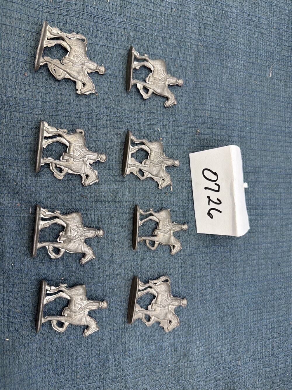 LOT OF 8 ANTIQUE CRACKER JACK METAL FRONTIER RIDER ON HORSE